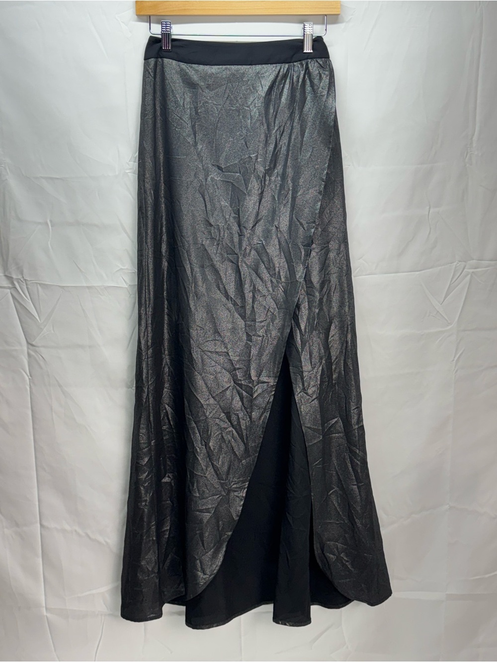 Express Metallic Black Maxi Wrap Skirt